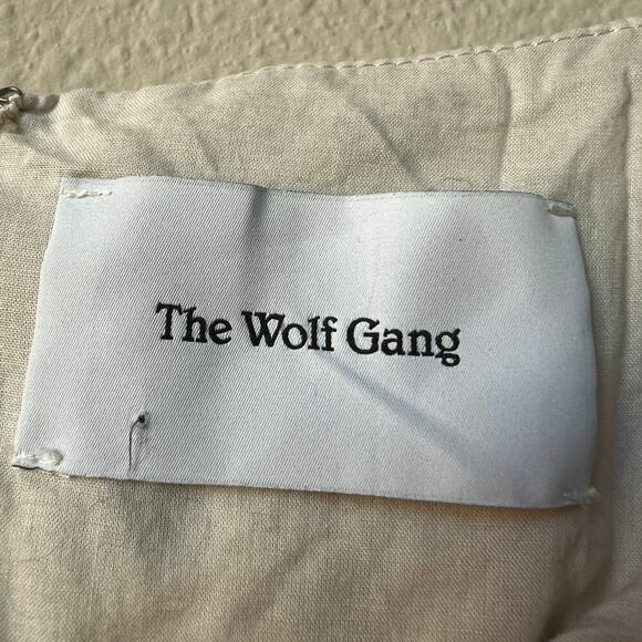 The Wolf Gang Feliz Lace Up Polka Dot Puff Sleeve Midi Dress - Picture 4 of 6